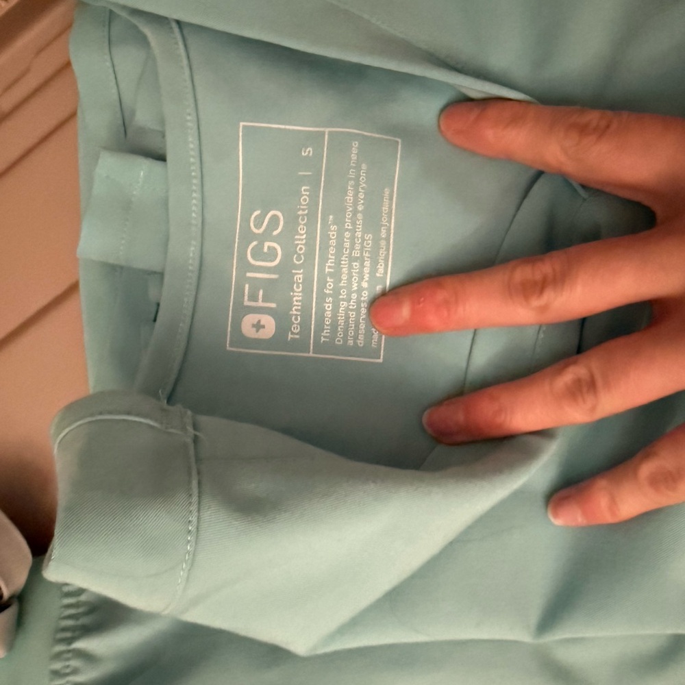 Figs Aqua Blue Scrub Top